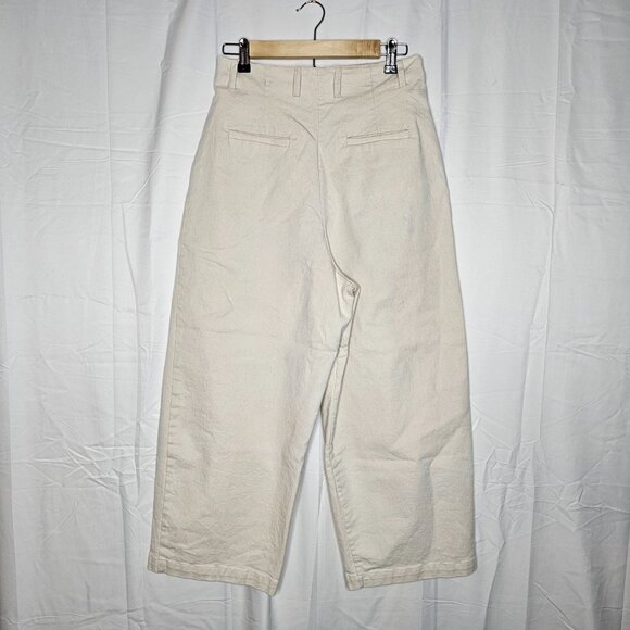 Shaina Mote Boy Trouser Cream Ivory Crop Pants Cotton Stretch Minimal *Flaws 8 - Picture 3 of 11